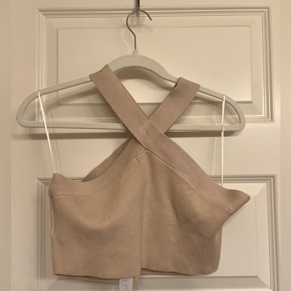 House of Harlow 1960 Cream Knit Crop Halter Top, Women’s Size Large, NWT - Picture 2 of 4